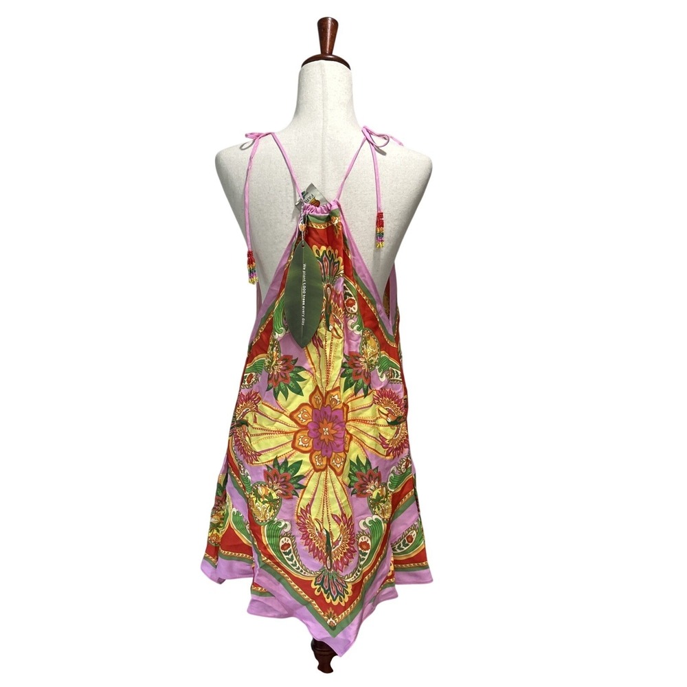 Farm Rio NWT Women's Beach Toucan's Scarf Multi Mini Dress Vacation Boho - Picture 9 of 12